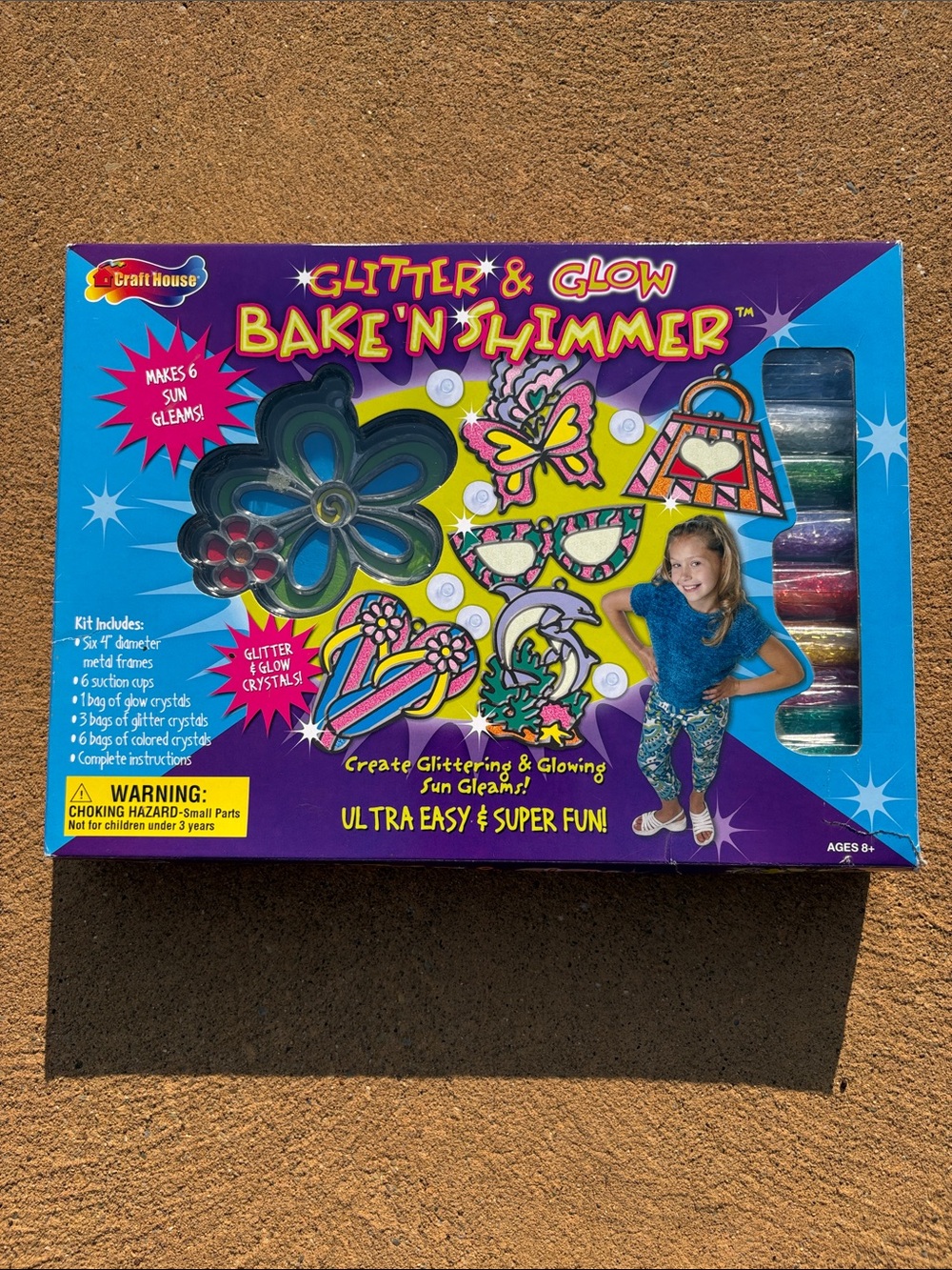 NWT 2003 Craft House Glitter & Glow Bake N Shimmer Stained Glass Suncatcher Kit